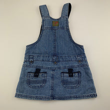 Load image into Gallery viewer, Girls Target, blue denim overalls dress / pinafore, GUC, size 1