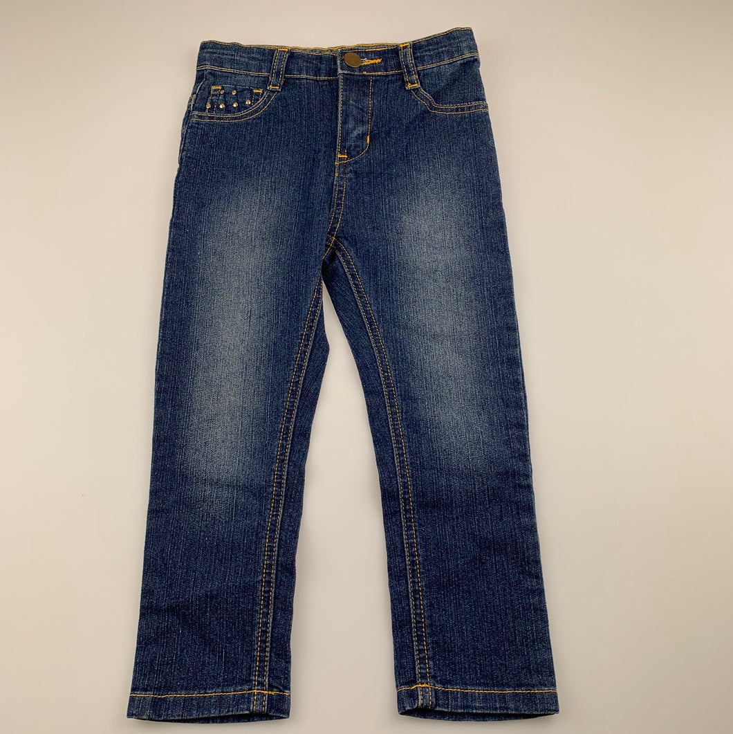 Girls Zap, blue denim jeans, adjustable Inside leg: 37cm, GUC, size 3