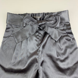 Girls Stix n Stones, dark grey satin feel lightweight pants, elasticated, EUC, size 2