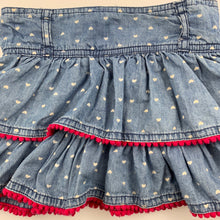 Load image into Gallery viewer, Girls Pumpkin Patch, tiered chambray cotton skirt, adjustable, GUC, size 0