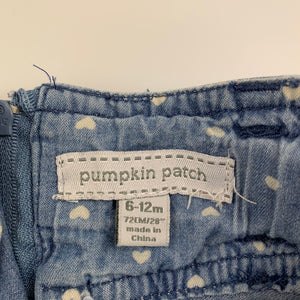 Girls Pumpkin Patch, tiered chambray cotton skirt, adjustable, GUC, size 0