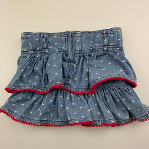 Girls Pumpkin Patch, tiered chambray cotton skirt, adjustable, GUC, size 0