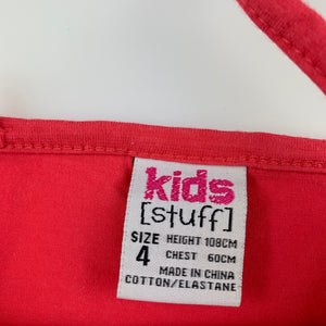 Boys Kids Stuff, pink singlet / t-shirt / top, flowers, GUC, size 4
