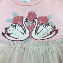 Load image into Gallery viewer, Girls Nicole Miller New York, pink cotton tutu romper, swans, GUC, size 00