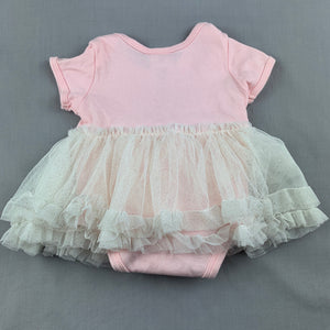 Girls Nicole Miller New York, pink cotton tutu romper, swans, GUC, size 00