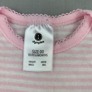 Girls Dymples, pink & white soft cotton bodysuit / romper, EUC, size 00