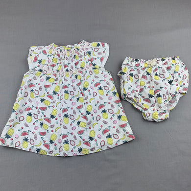 Girls Target, lined cotton tropical dress, matching bloomers , EUC, size 00