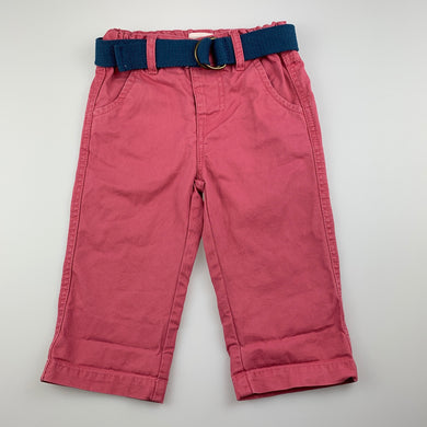 Boys Pumpkin Patch, pink cotton chino pants, adjustable, belt, EUC, size 0