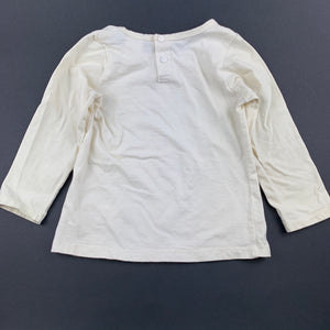 Girls Charlie & Me, cream cotton long sleeve t-shirt / top, cat, GUC, size 1