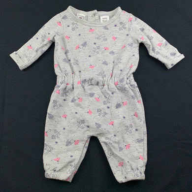 Girls Kids & Co Baby, grey floral jumpsuit / romper, GUC, size 000