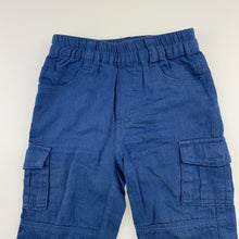 Load image into Gallery viewer, Boys Sprout, blue lightweight cotton cargo pants, elasticated, GUC, size 00