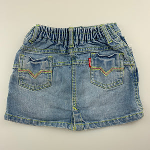 Girls GJ Unltd Jeans, blue stretch denim skirt, elasticated, GUC, size 1
