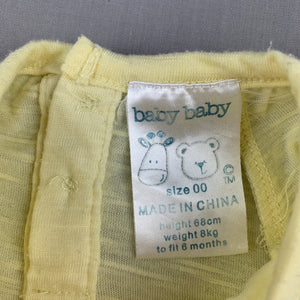 Girls Baby Baby, yellow soft feel lightweight top, GUC, size 00