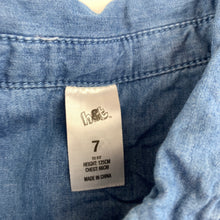 Load image into Gallery viewer, Girls H&amp;T, blue lightweight denim sleeveless blouse / shirt, GUC, size 7