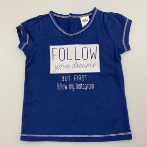 Girls Baby Berry, blue cotton t-shirt / top, instagram, GUC, size 1