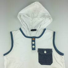 Load image into Gallery viewer, Boys Next, white cotton sleeveless hoodie t-shirt, GUC, size 7