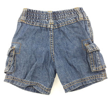 Load image into Gallery viewer, Boys Target, denim cargo shorts, elasticated waist, GUC, size 00