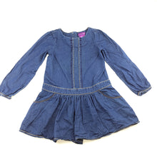 Load image into Gallery viewer, Girls Shrinking Violet, blue lightweight denim long sleeve party dress, pockets, GUC, size 5