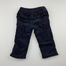 Load image into Gallery viewer, Girls Baby Baby, lined dark navy corduroy pants, elasticated, EUC, size 00