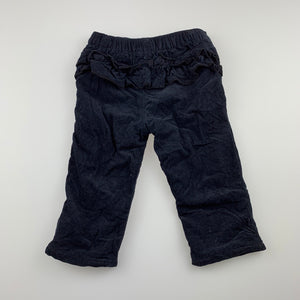 Girls Baby Baby, lined dark navy corduroy pants, elasticated, EUC, size 00