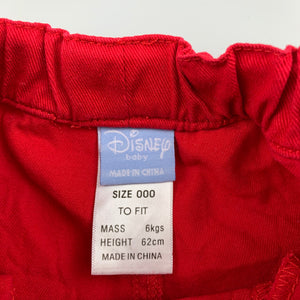Boys Disney Baby, Tigger red cotton shorts, elasticated, GUC, size 000