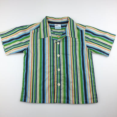 Boys Now, striped cotton short sleeve shirt, GUC, size 1