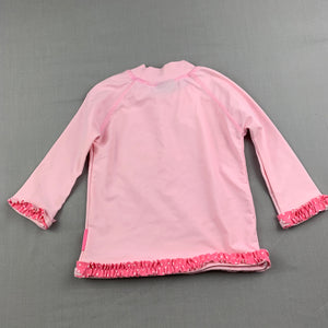 Girls Earth Nymph, pink long sleeve rashie / swim top, turtle, FUC, size 0