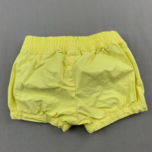 Girls Tiny Little Wonders, yellow cotton shorts, elasticated, FUC, size 00