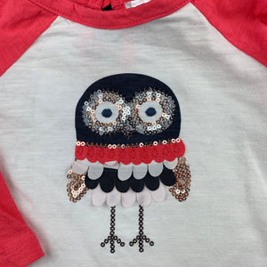 Girls Target, cute cotton long sleeve t-shirt / top, owl, GUC, size 00