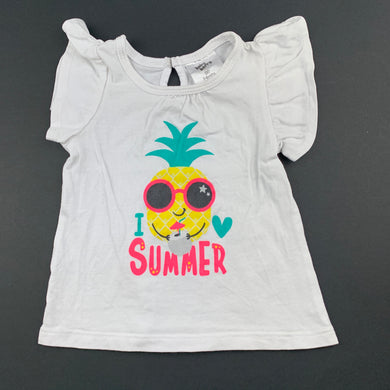 Girls Baby Berry, white cotton t-shirt / top, pineapple, GUC, size 00
