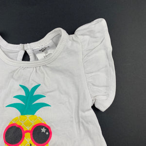 Girls Baby Berry, white cotton t-shirt / top, pineapple, GUC, size 00