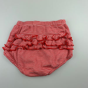 Girls Target, red stripe soft cotton bloomers / nappy cover, EUC, size 000