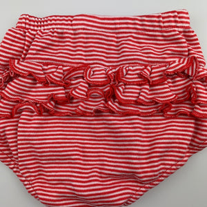 Girls Target, red stripe soft cotton bloomers / nappy cover, EUC, size 000