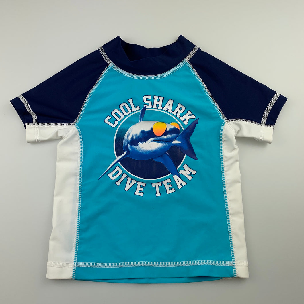 Boys H&T, short sleeve rashie / swim top, shark, EUC, size 1