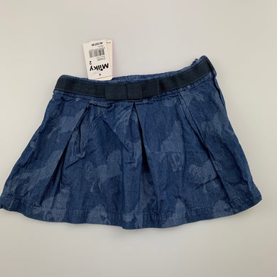 Girls Milky, lightweight denim skirt, adjustable, horses, NEW, size 2