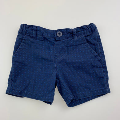 Boys H&T, navy cotton shorts, adjustable, GUC, size 1