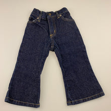 Load image into Gallery viewer, Girls The Children&#39;s Place, dark stretch denim bootcut jeans, elasticated, Inside leg: 26cm, GUC, size 1-2