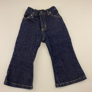 Girls The Children's Place, dark stretch denim bootcut jeans, elasticated, Inside leg: 26cm, GUC, size 1-2