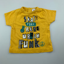 Load image into Gallery viewer, Boys Baby Charlie &amp; Me, yellow cotton t-shirt / top, skate, EUC, size 000