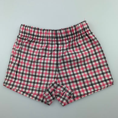 Girls Carter's, checked cotton shorts, elasticated, EUC, size 0000