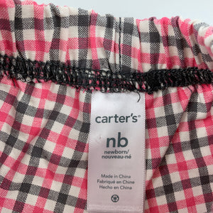 Girls Carter's, checked cotton shorts, elasticated, EUC, size 0000