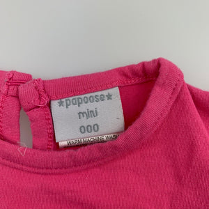 Girls Papoose Mini, pink stretchy t-shirt / top, bird, GUC, size 000