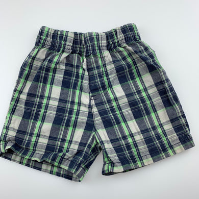 Boys Nevada, checked cotton shorts, elasticated, GUC, size 12 months