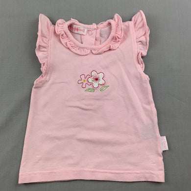 Girls Le Bon, pink stretchy t-shirt / top, flowers, GUC, size 000