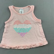 Load image into Gallery viewer, Girls Tiny Little Wonders, pink cotton tank top, heart, EUC, size 000