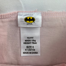 Load image into Gallery viewer, Girls DC Comics, Batgirl shorts / nappy cover + cape, EUC, size 0