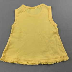 Girls Baby Poney, yellow cotton tank top, sun, GUC, size 0