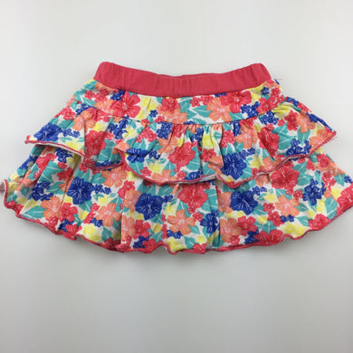Girls Pumpkin Patch, bright floral cotton skirt, built-in shorts, GUC, size 000