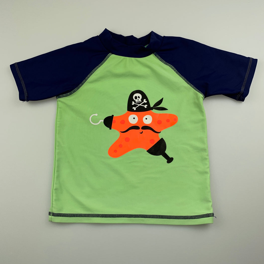 Boys Sprout, short sleeve rashie / swim top, pirate, GUC, size 1