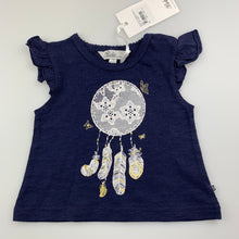 Load image into Gallery viewer, Girls Bebe by Minihaha, cute navy cotton t-shirt / top, dream catcher, NEW, size 00